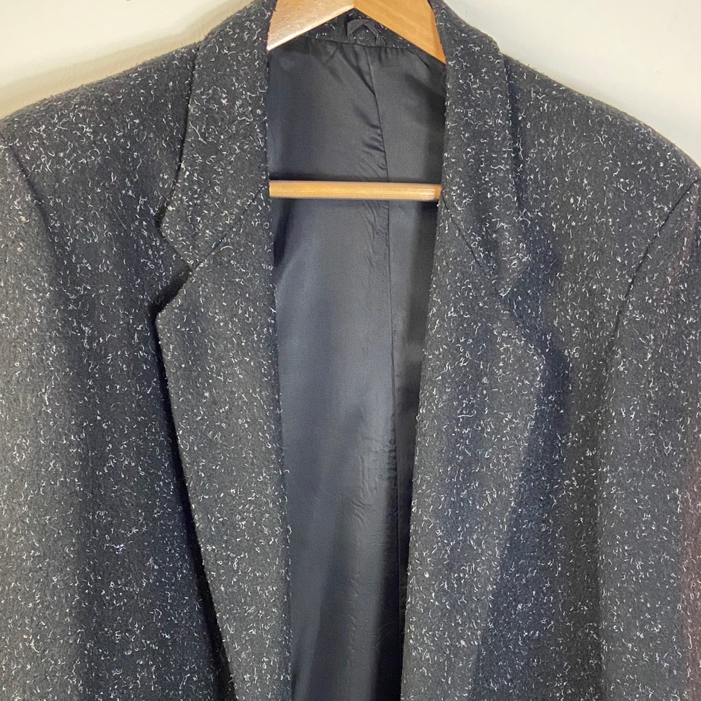 Fidelity Outerwear Men's Charcoal Black Textured Long Wool Trench Coat 42